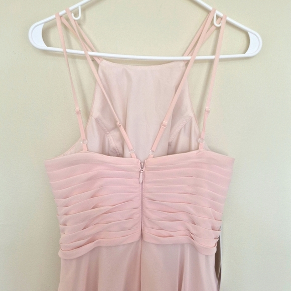 NWT Azazie “Melinda” Blushing Pink Chiffon Gown – Size A6 - Picture 3 of 8